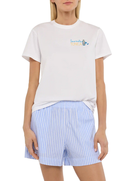 Emilie cotton t-shirt with Sono molto tonica embroidery
