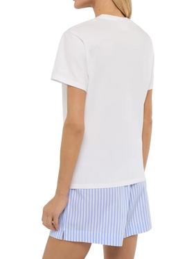 White Emilie T-shirt with Sono molto Tonica embroidery