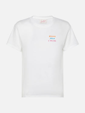 Baumwoll-T-Shirt Emilie mit Reggo Solo Alcool-Stickerei