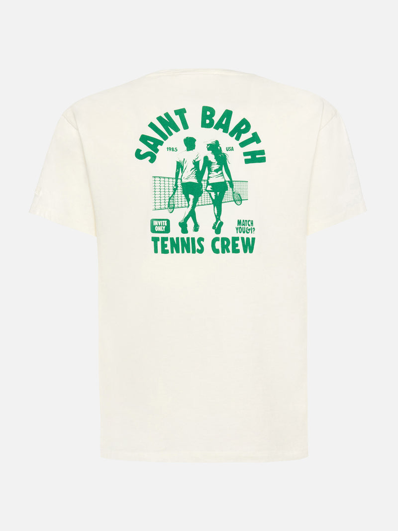 Emilie cotton t-shirt with Saint Barth tennis crew print