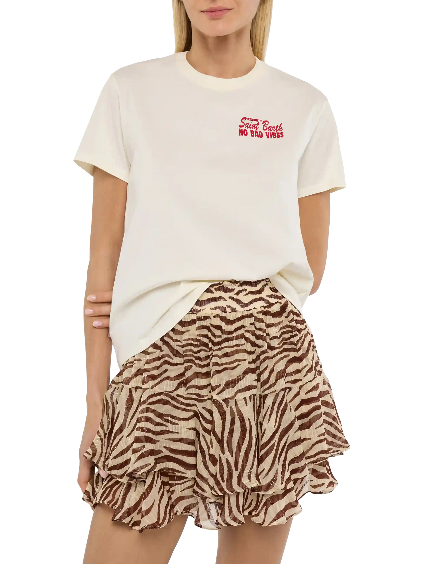 Baumwoll-T-Shirt Emilie mit „No Bad Vibes“-Aufdruck
