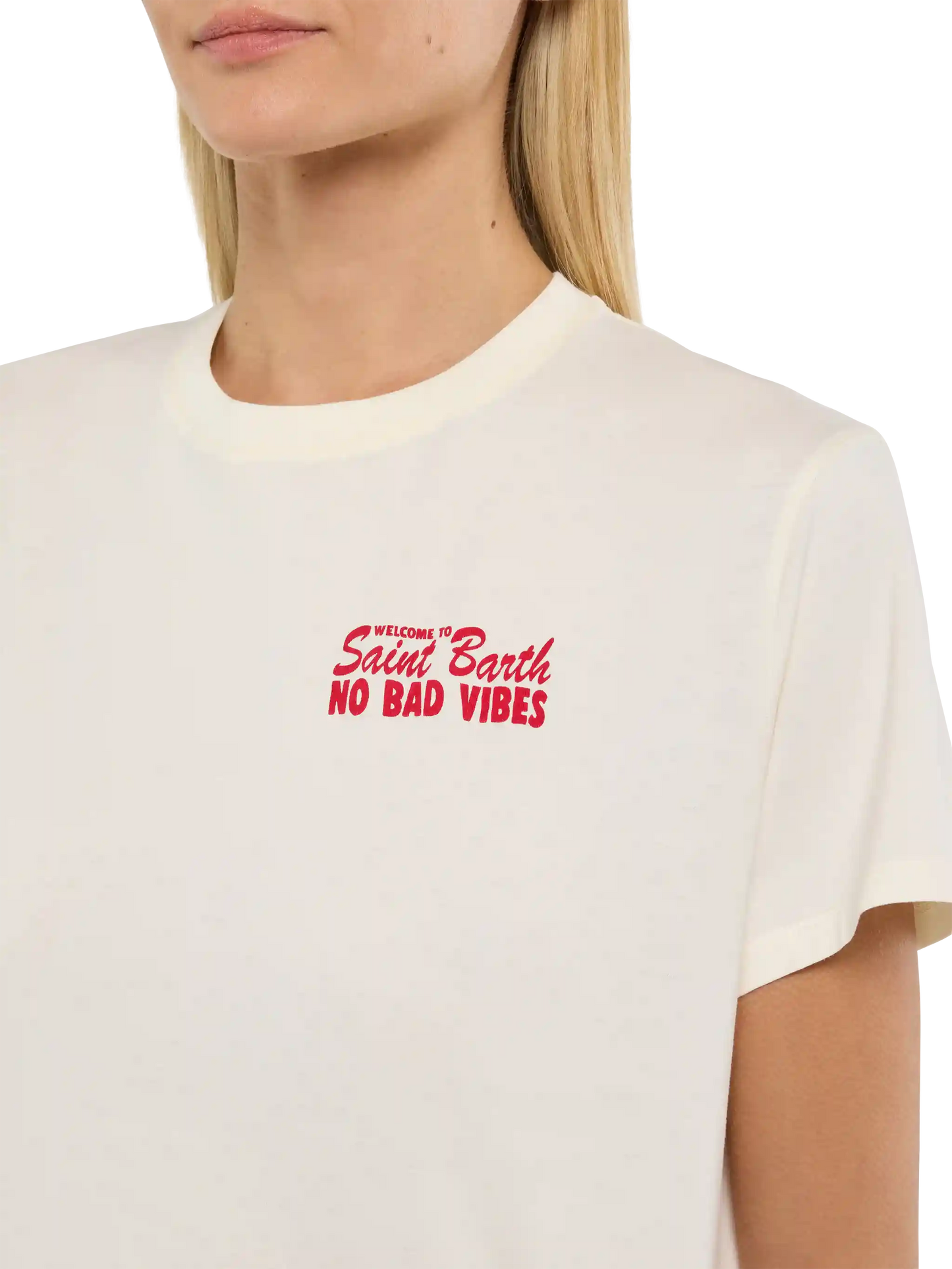Baumwoll-T-Shirt Emilie mit „No Bad Vibes“-Aufdruck