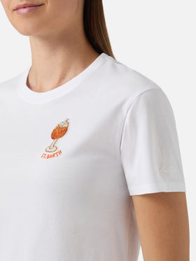 White Emilie T-shirt with cocktail bead embroidery