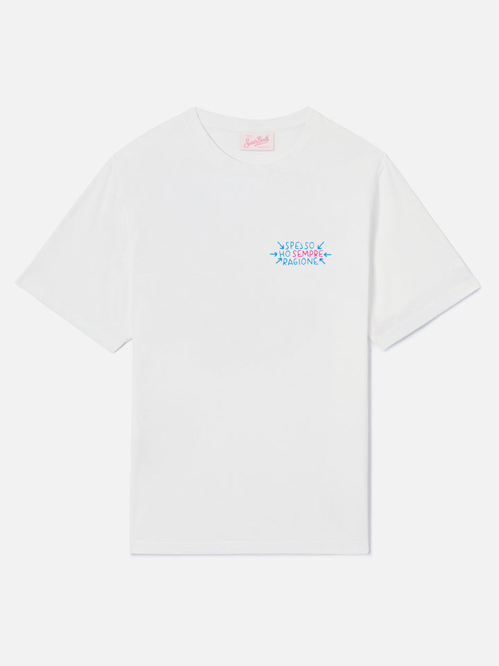 White Emilie T-shirt with Spesso ho sempre ragione embroidery