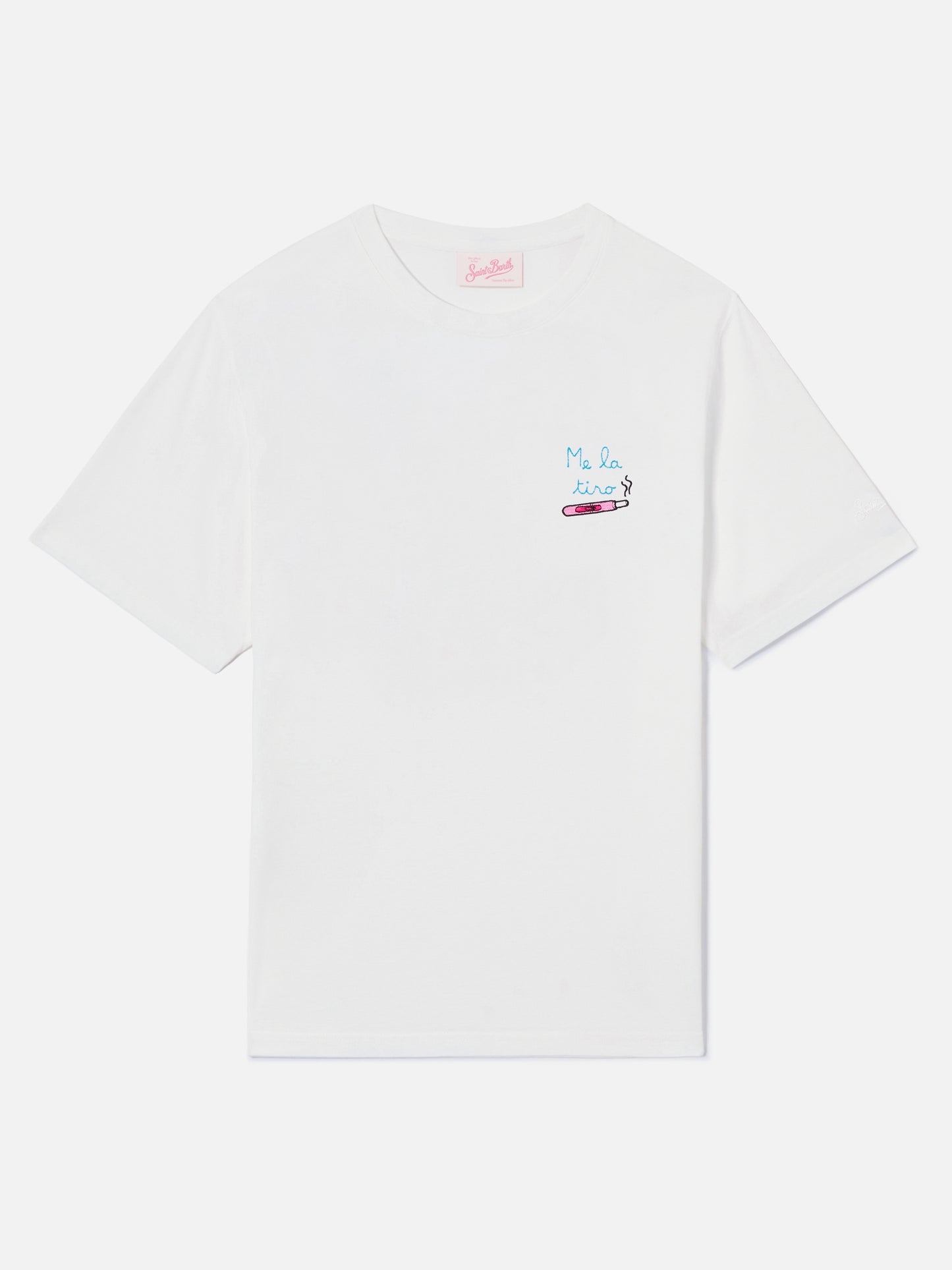 T-shirt Emilie bianca con ricamo Me la tiro