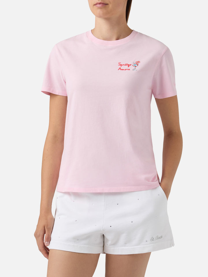 Pink Emilie T-shirt with Spritzo d’Amore embroidery