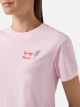 T-shirt Emilie rosa con ricamo Spritzo d’Amore