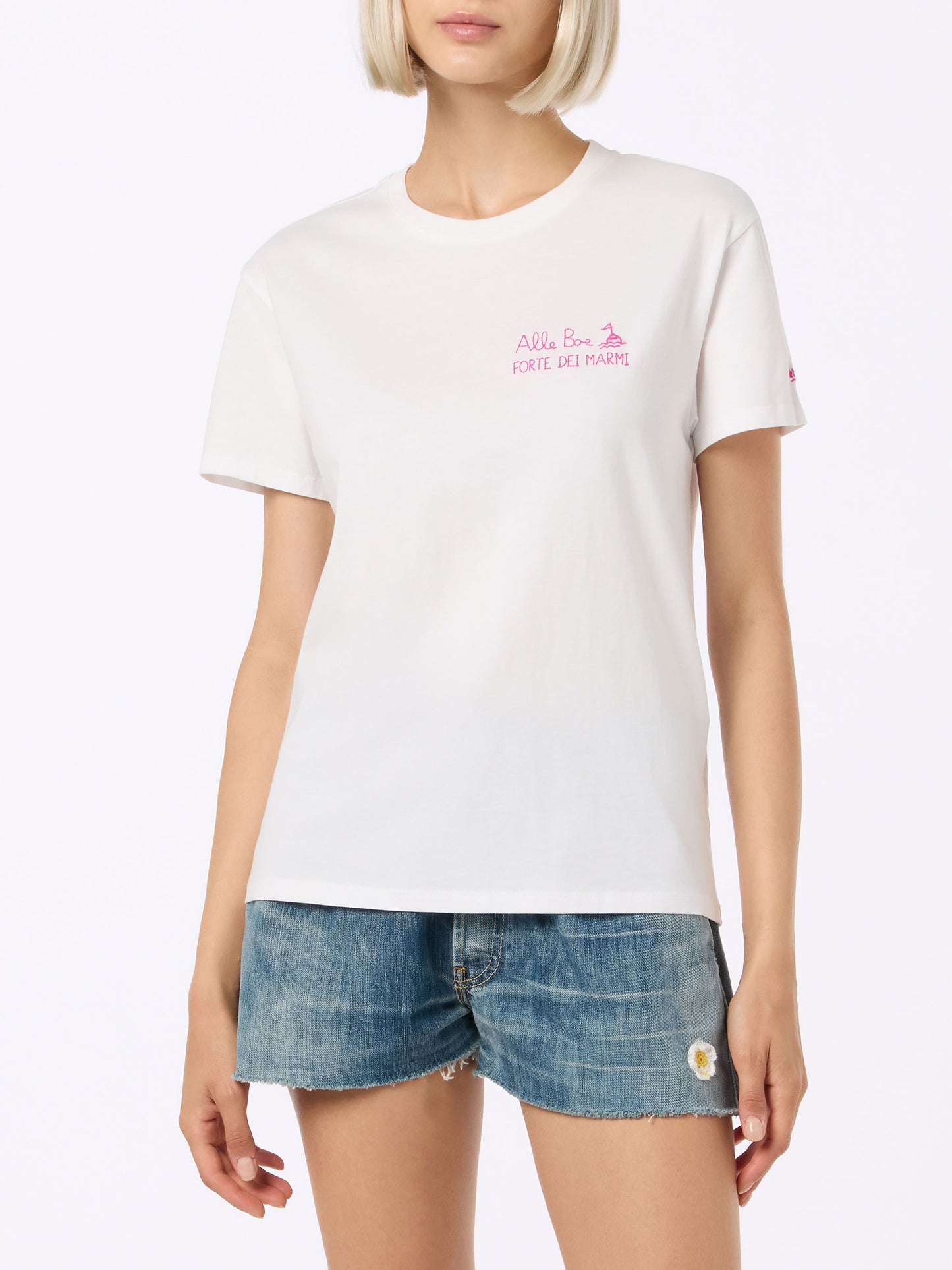 T-shirt girocollo in jersey di cotone da donna Emilie con stampa Ti Amo Forte | ALLE BOE SPECIAL EDITION