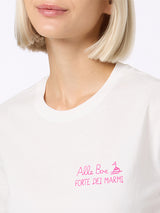 Woman cotton jersey crewneck t-shirt Emilie with Amo Forte print | ALLE BOE SPECIAL EDITION