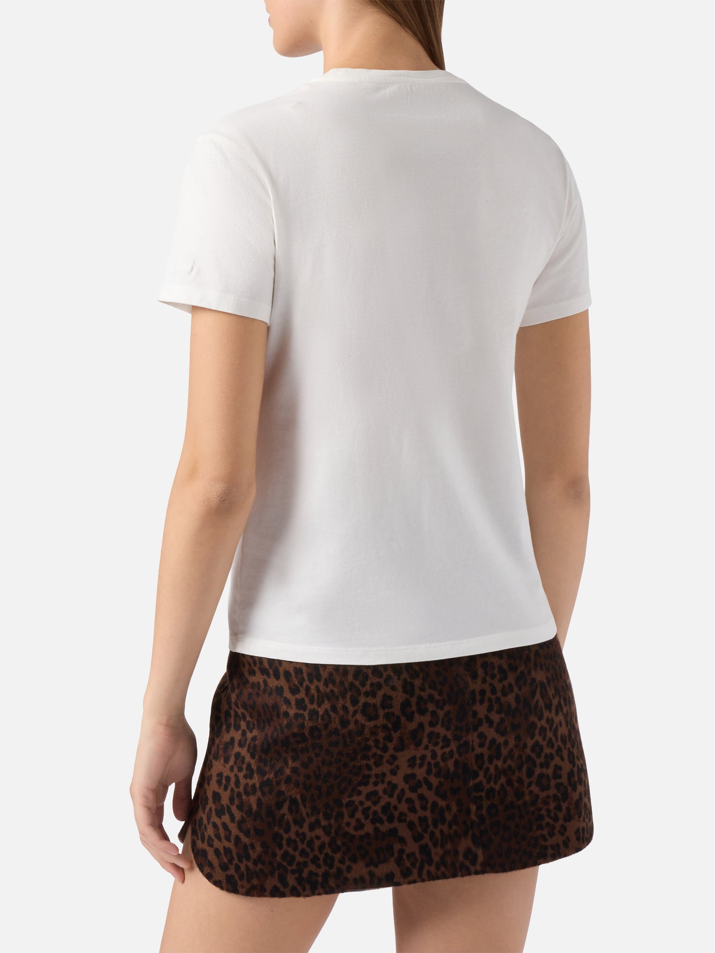 T-shirt Emilie in cotone bianco con applicazione glitter argento Vacanze di Natale | VACANZE DI NATALE SPECIAL EDITION