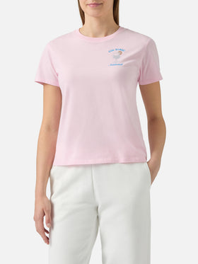 Emilie Baumwoll-T-Shirt in Rosa mit Strassapplikation in Gin-Tonic-Manier