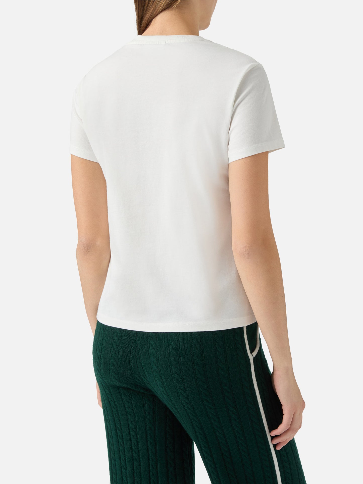 Emilie cotton t-shirt in white with Mela Meno embroidery