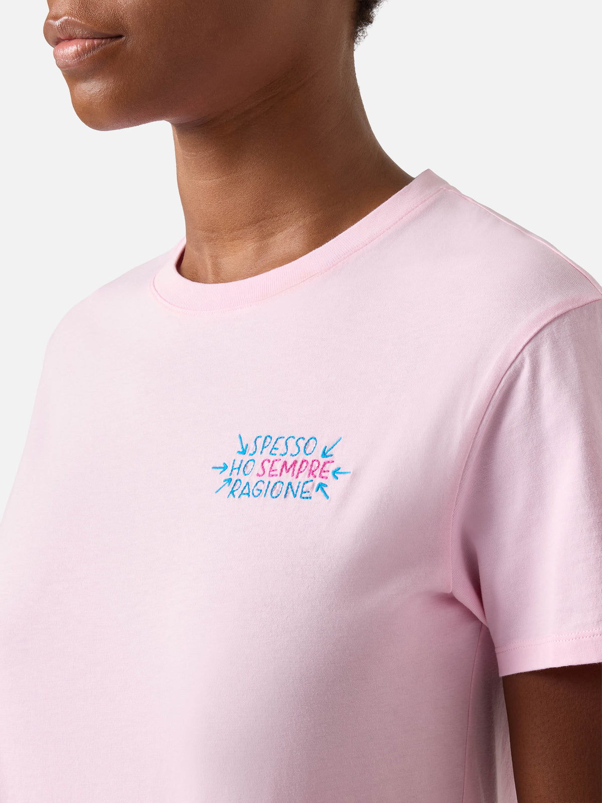 T-shirt Emilie rosa con ricamo Spesso Ho Sempre Ragione | Special edition
