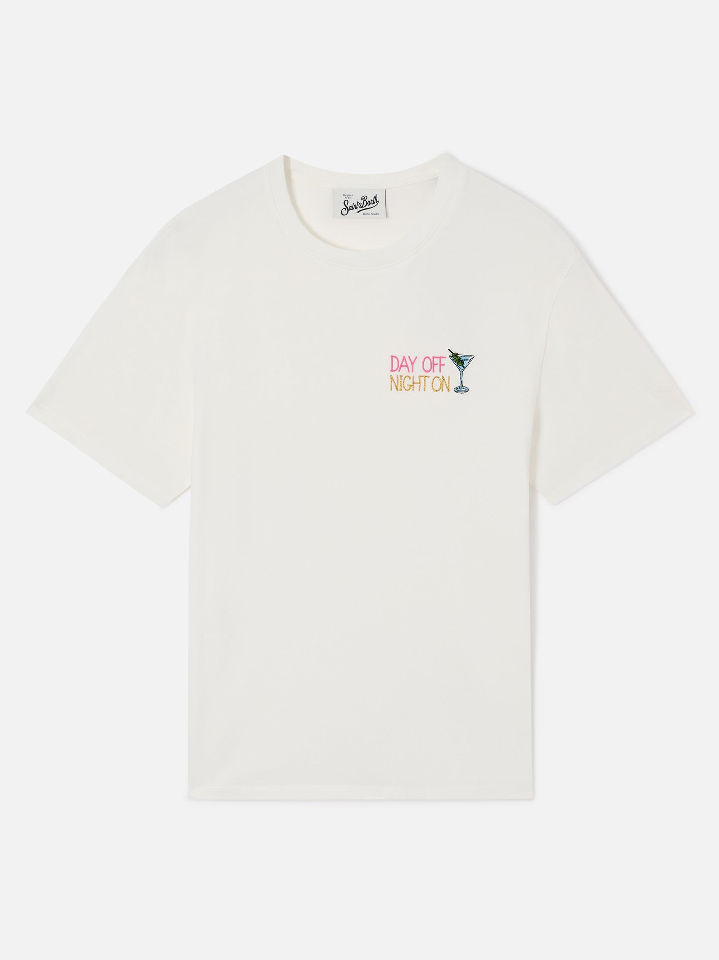 T-shirt Emilie bianca con ricamo Day Off Night On