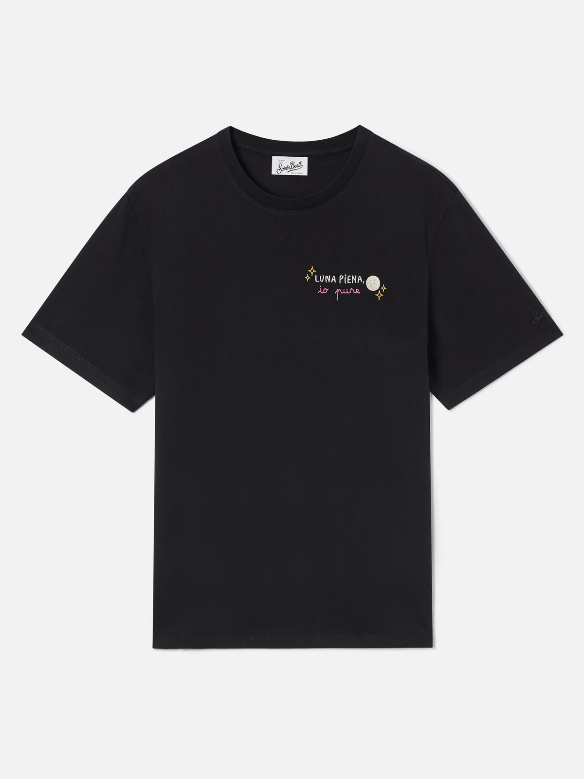 T-shirt noir Emilie avec broderie Luna Piena 