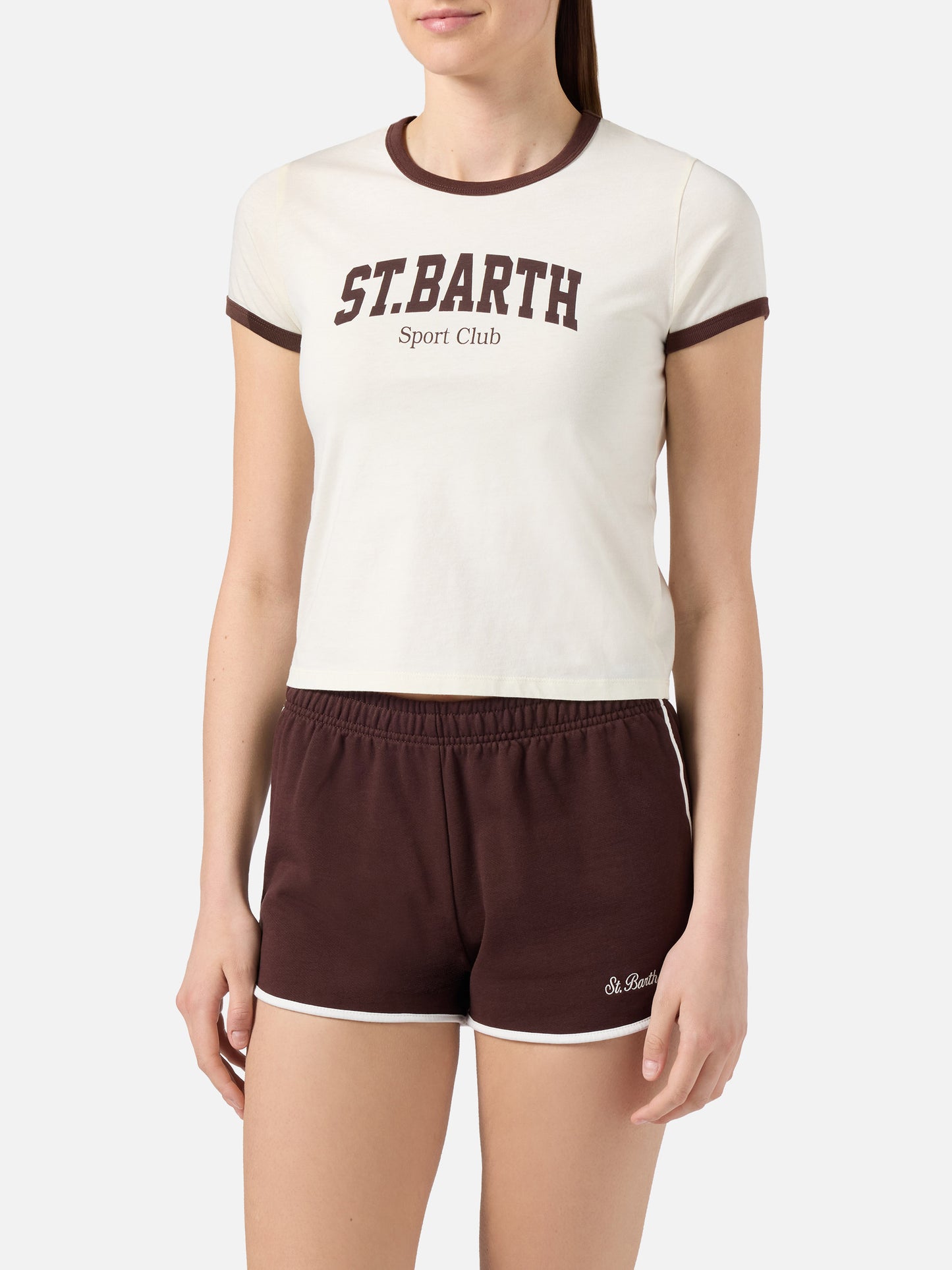 White Emilie String T-shirt with Sport Club print
