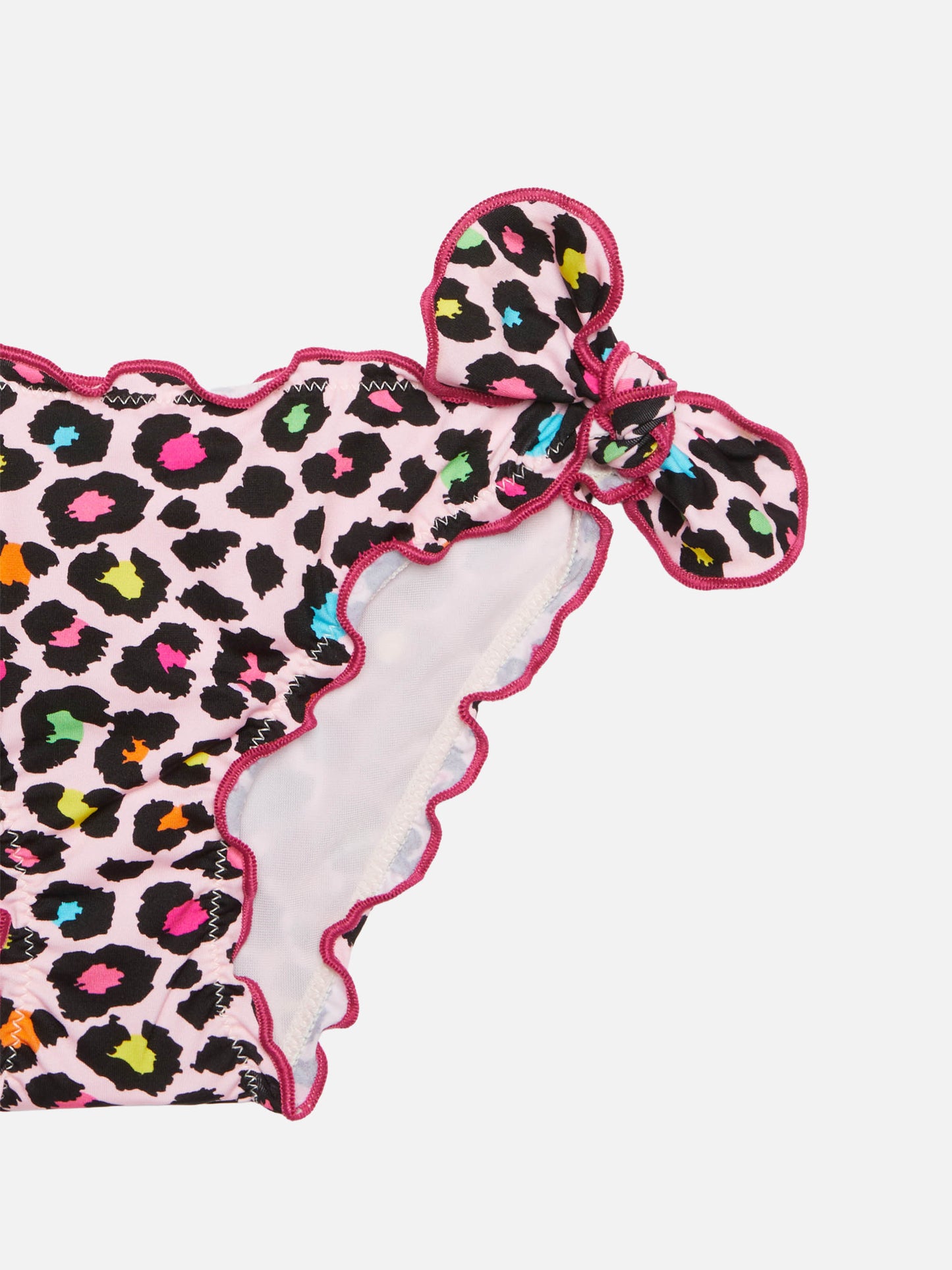 Bikini da bambina a fascia con stampa leopardata