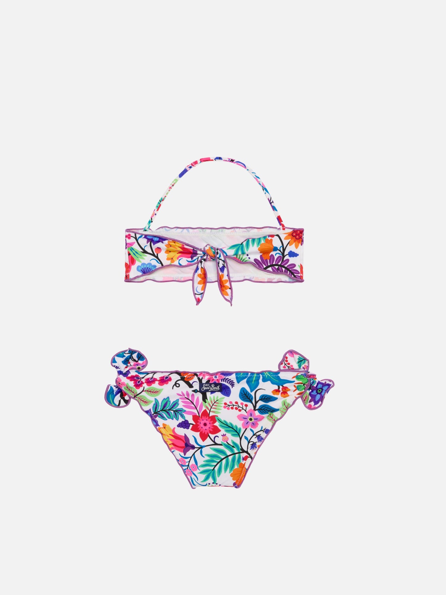 Girl bandeau bikini with multicolor flowers
