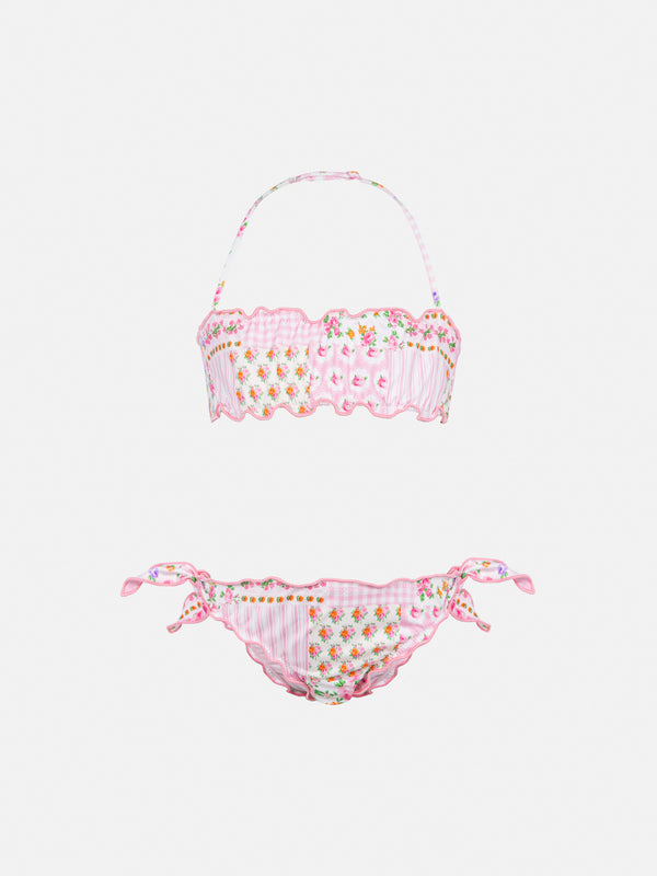 Emy classic bandeau bikini with flower patch print