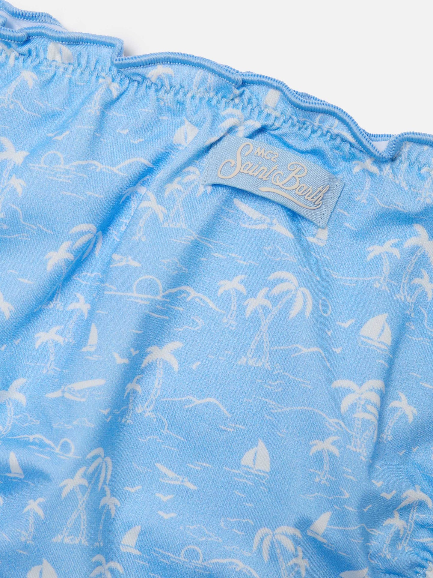 Bikini Emy azzurro con stampa tropicale all-over