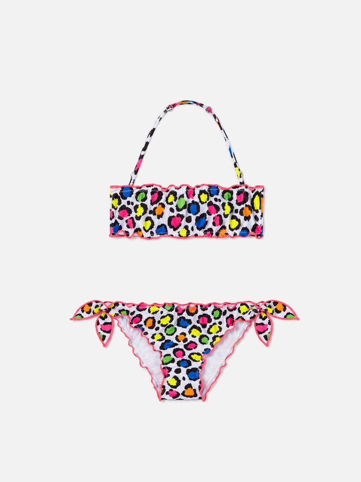 Emy bandeau bikini with leopard print
