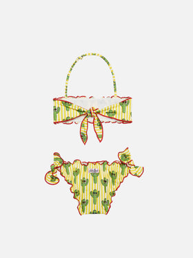 Mädchen-Bikini mit fröhlichem Kaktus-Print