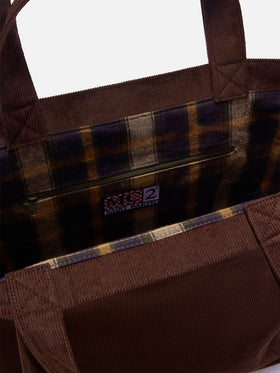 Bolso Brown Essential de pana tote con bordado del logo 