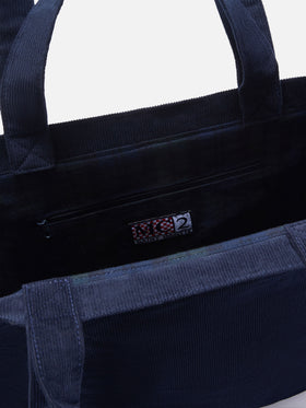 Marineblaue blue Essential Cordtasche tote mit Logostickerei 