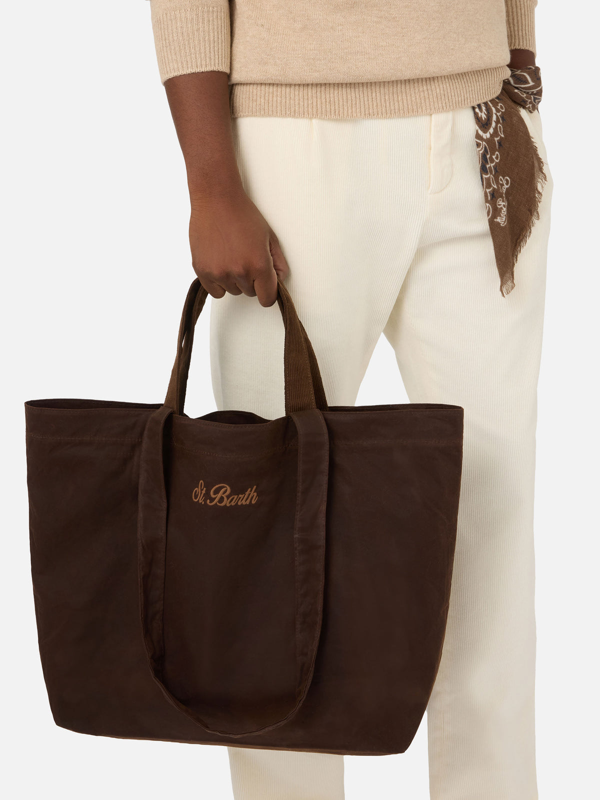 Bolso Brown Essential encerado tote con bordado del logotipo 