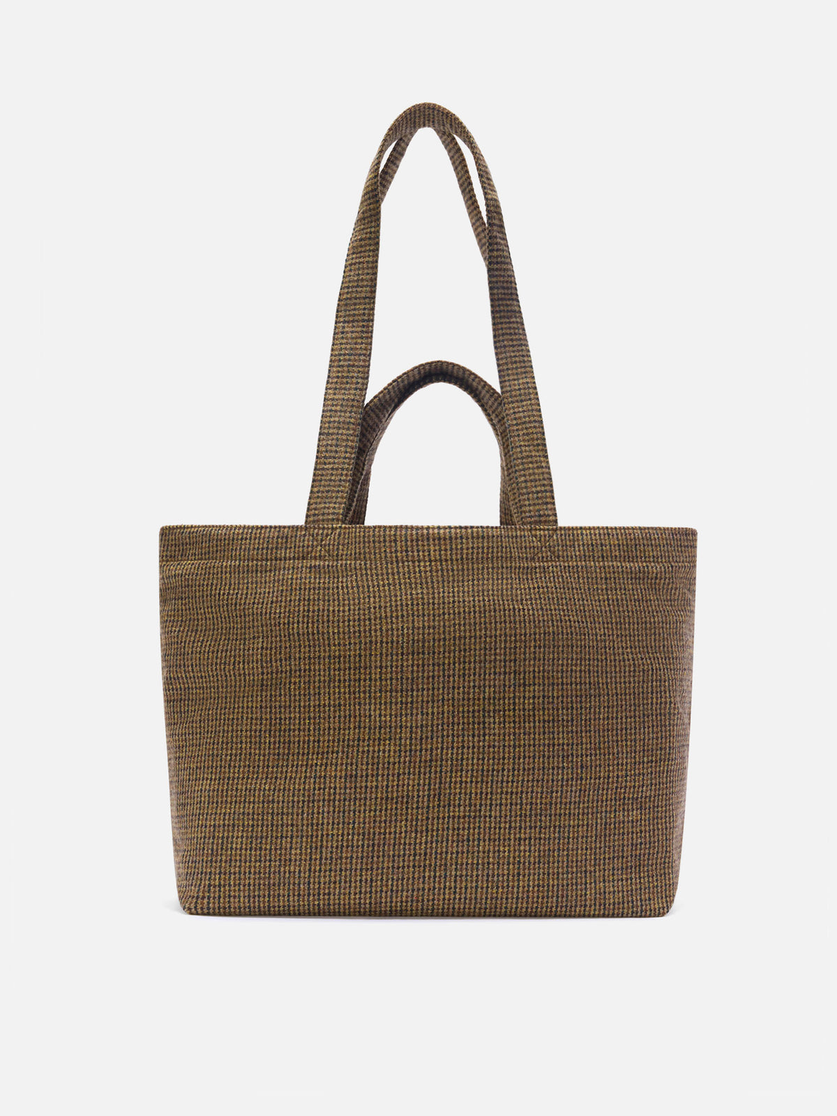Bolso tote Beige Essential de mezcla de lana con motivo de pata de gallo 