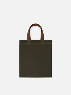 Bolso Mini Essential de tote encerado verde militar con bordado del logotipo 