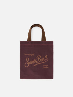 Sac Bordeaux Mini Essential en tote ciré avec broderie logo 