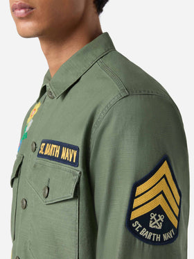 Sovracamicia Esteban ricamata in verde militare