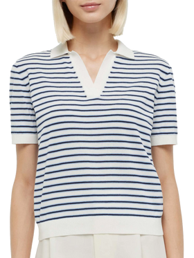 Blue striped knitted polo Evonne