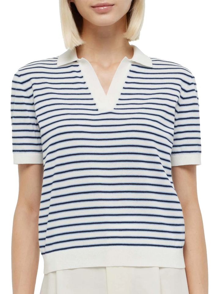 Polo Evonne lavorata a maglia a righe blu