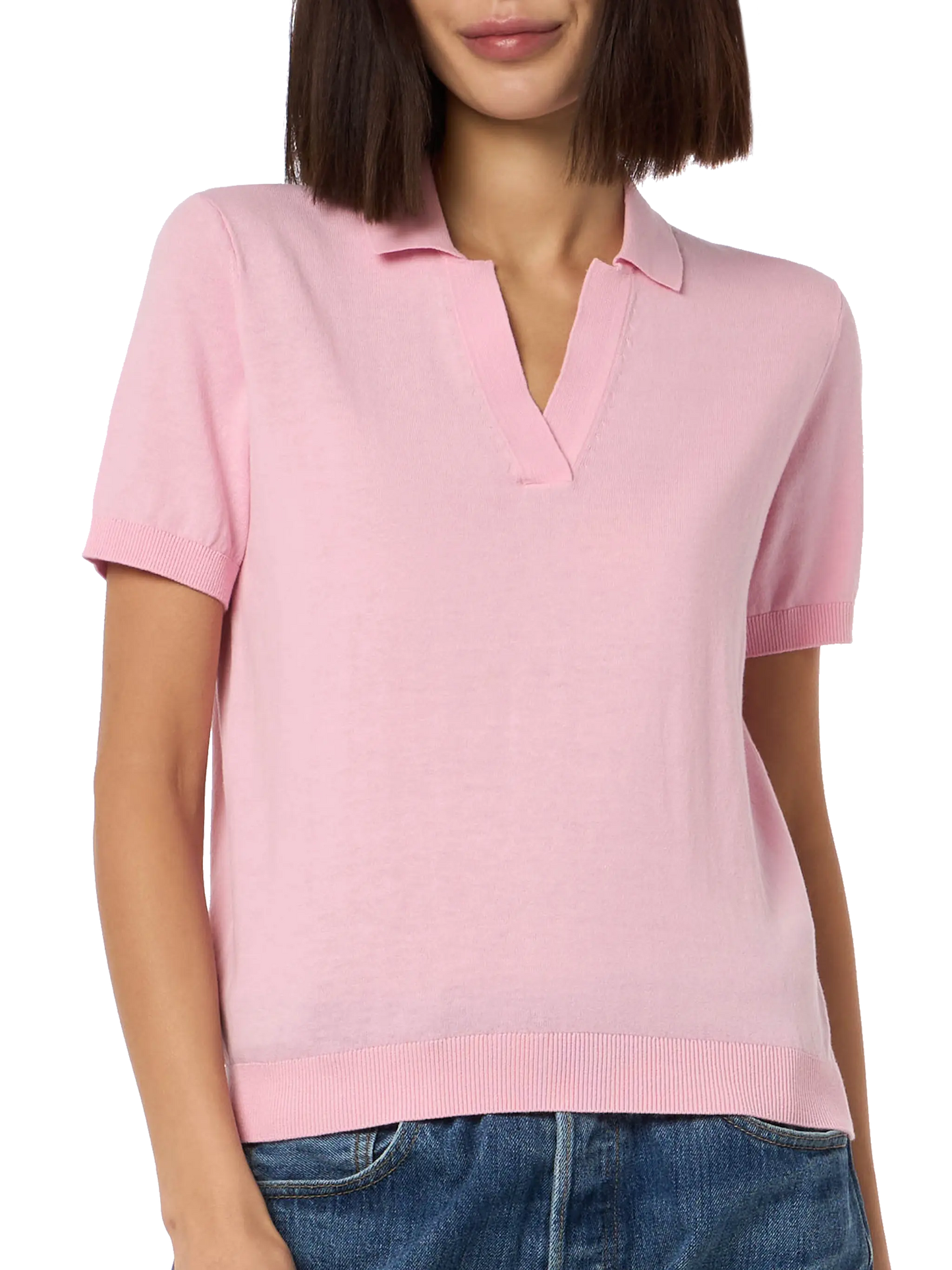 Rosafarbenes Poloshirt aus Baumwollstrick von Evonne für Damen