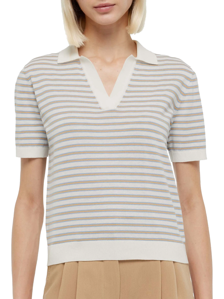 Polo Evonne in maglia a righe beige