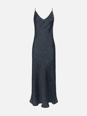 Eydis satin slip dress with animalier print