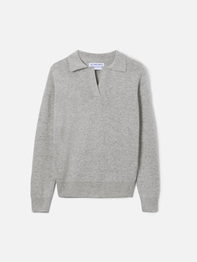Woman mélange grey sweater Eze with polo collar