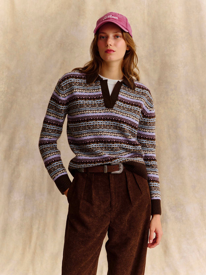 Brown Rebella corduroy wide-leg trousers