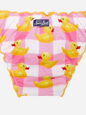 Bikini da bambina rosa vichy e papere