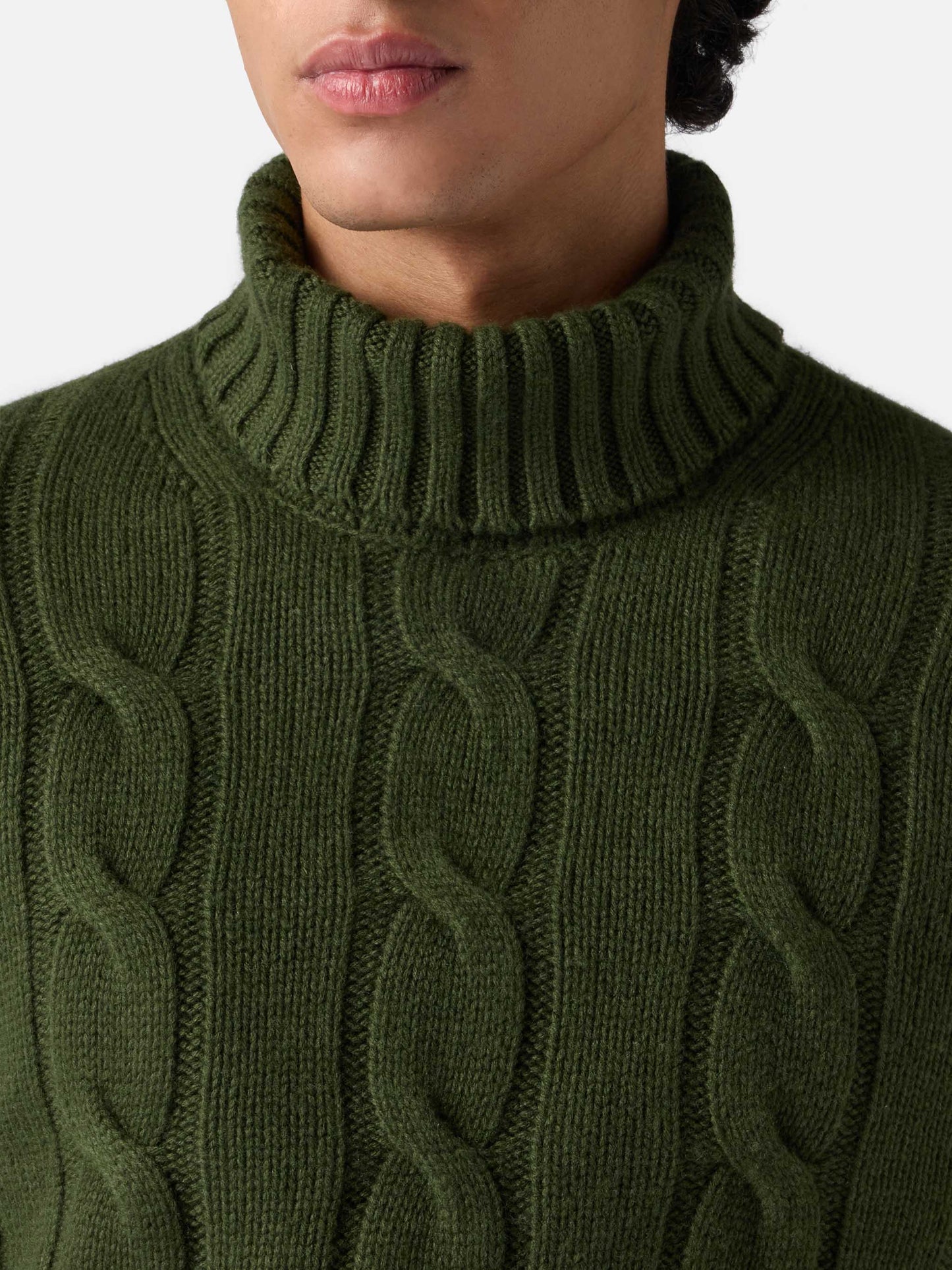 Man turtleneck braided sweater with Fuori pista jacquard