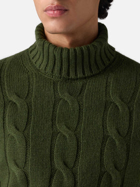 Man turtleneck braided sweater with Fuori pista jacquard