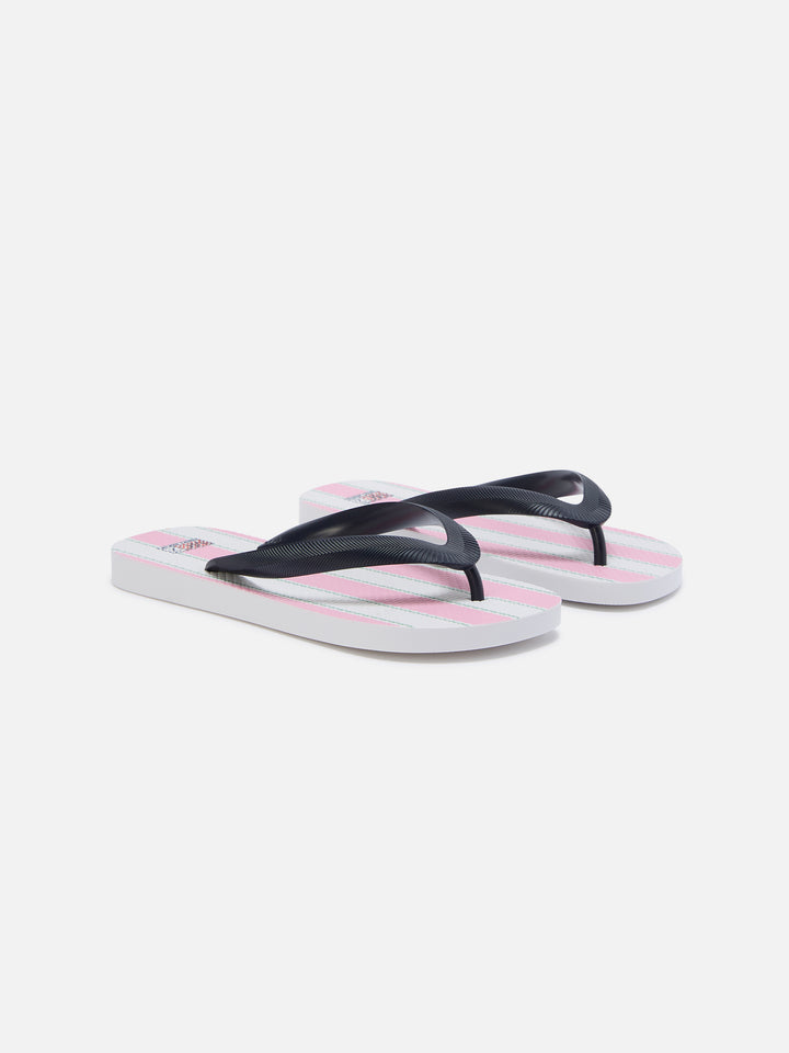 Infradito Flip slip-on in gomma con stampa a righe rosa e bianche