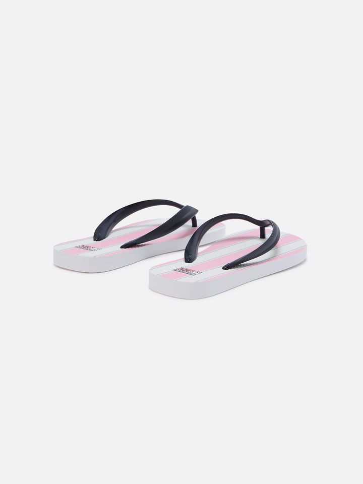 Infradito Flip slip-on in gomma con stampa a righe rosa e bianche