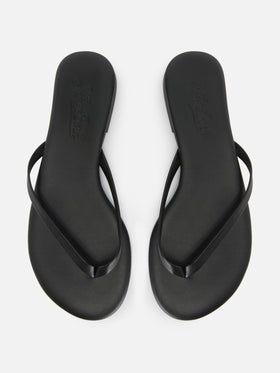 Essentials real leather flip flops in black