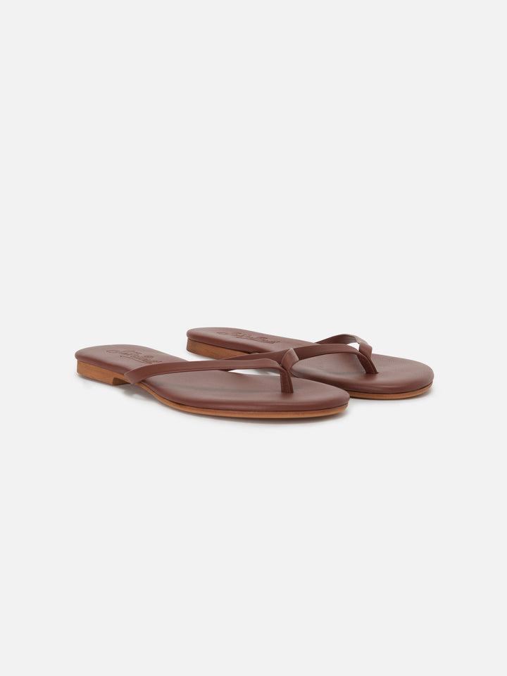 Essentials real leather flip flops in brown