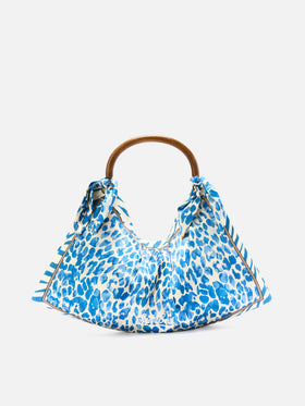 Bolso foulard de seda con asa de madera y estampado animal 