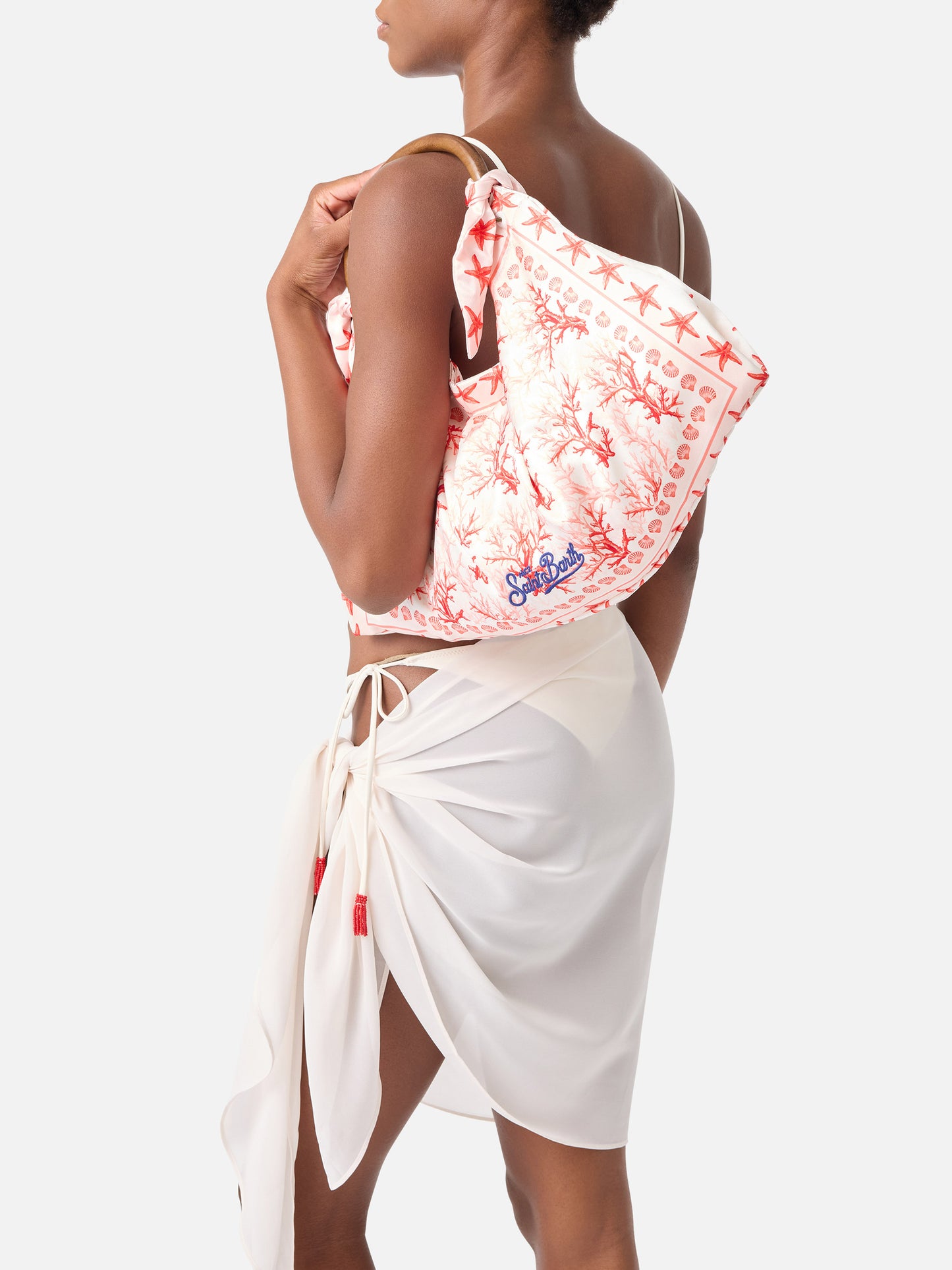 Bolso foulard de estructura suave con motivo coral 