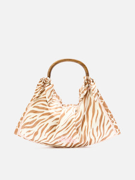 Borsa Foulard in seta con manico in legno e fantasia animalier